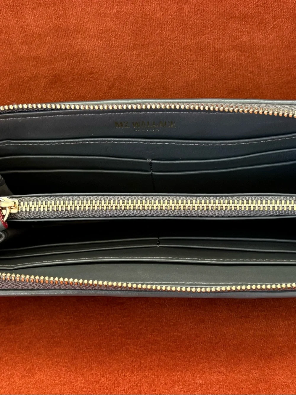MZ Wallace Black Quilted Zip-Around Wallet with Gold Hardware
